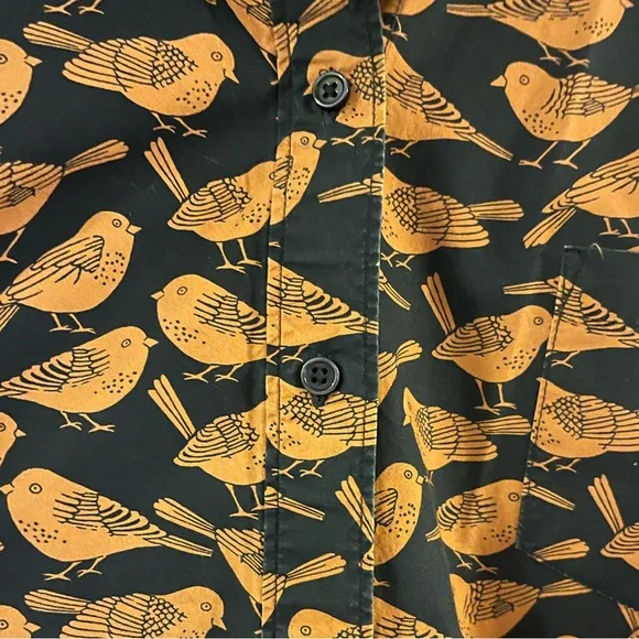 Boden Black and Orange Bird Print Blouse - Picture 3 of 8